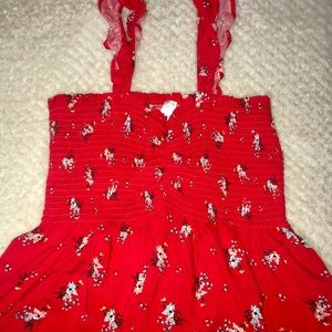 Red floral summer blouse